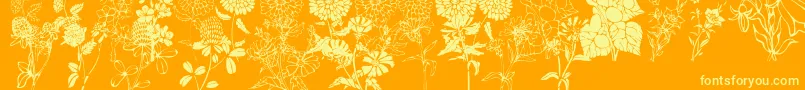 DtFlowers1-Schriftart – Gelbe Schriften auf orangefarbenem Hintergrund