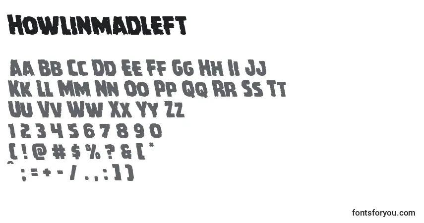 Czcionka Howlinmadleft – alfabet, cyfry, specjalne znaki