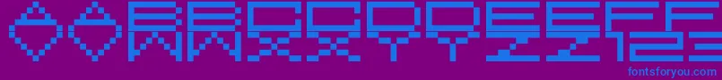 M37FeelTheBit-fontti – siniset fontit violetilla taustalla