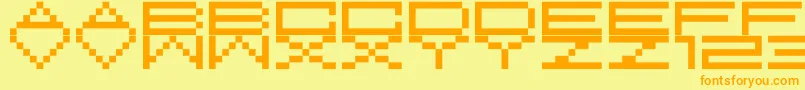 フォントM37FeelTheBit – オレンジの文字が黄色の背景にあります。