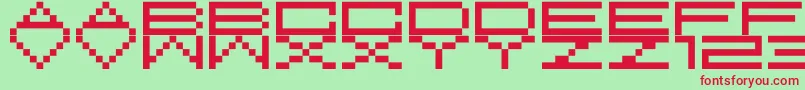 フォントM37FeelTheBit – 赤い文字の緑の背景