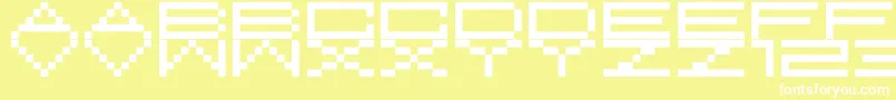 M37FeelTheBit-fontti – valkoiset fontit keltaisella taustalla