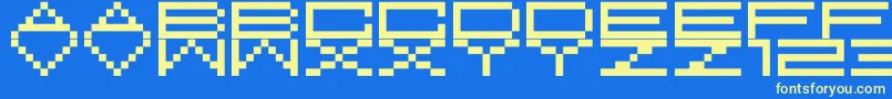 M37FeelTheBit-fontti – keltaiset fontit sinisellä taustalla