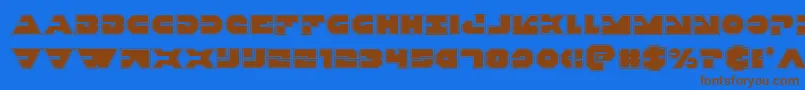 Triggermanpro-Schriftart – Braune Schriften auf blauem Hintergrund