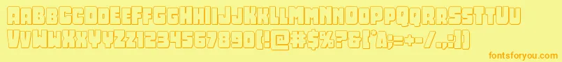フォントOpusmundi3D – オレンジの文字が黄色の背景にあります。