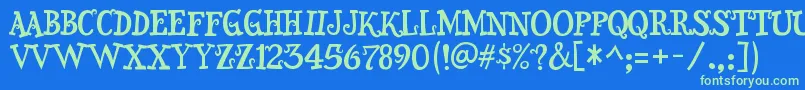SnidelyRegular Font – Green Fonts on Blue Background