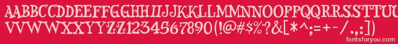 SnidelyRegular Font – Pink Fonts on Red Background