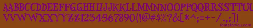 SnidelyRegular Font – Purple Fonts on Brown Background