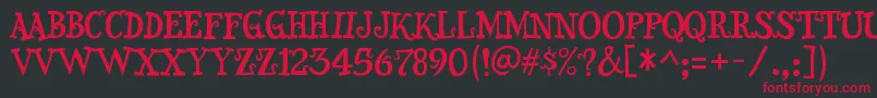 フォントSnidelyRegular – 黒い背景に赤い文字