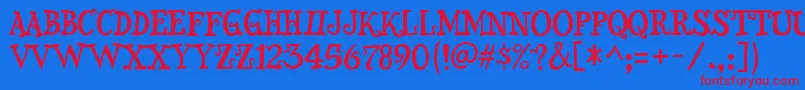 SnidelyRegular Font – Red Fonts on Blue Background