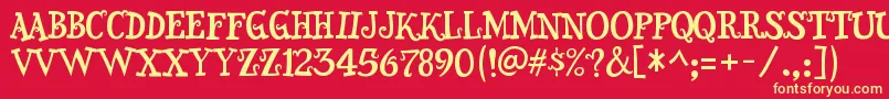 SnidelyRegular Font – Yellow Fonts on Red Background