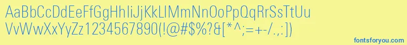 UniversNextProThinCondensed Font – Blue Fonts on Yellow Background
