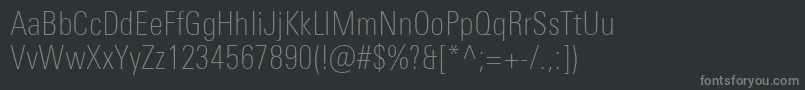 Fonte UniversNextProThinCondensed – fontes cinzas em um fundo preto