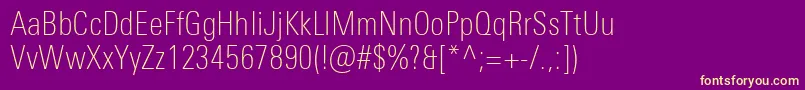 UniversNextProThinCondensed Font – Yellow Fonts on Purple Background