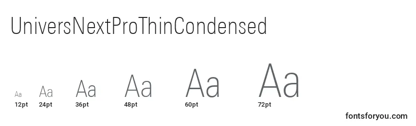 UniversNextProThinCondensed Font Sizes