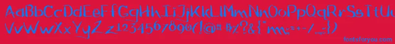 Flow ffy-Schriftart – Blaue Schriften auf rotem Hintergrund