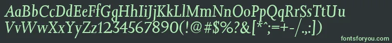 JessicaserialItalic-fontti – vihreät fontit mustalla taustalla