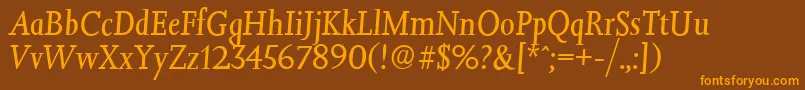 Fonte JessicaserialItalic – fontes laranjas em um fundo marrom