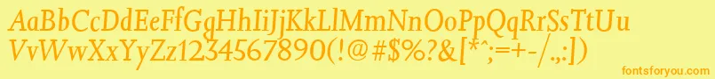 Fonte JessicaserialItalic – fontes laranjas em um fundo amarelo