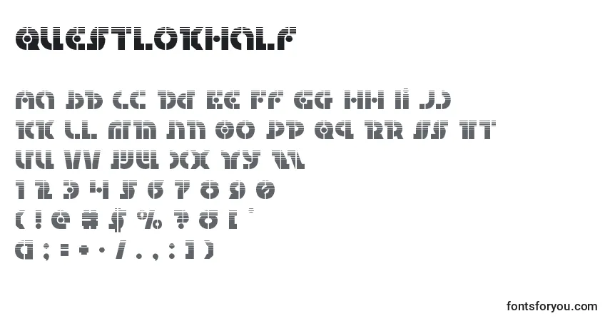 Schriftart Questlokhalf – Alphabet, Zahlen, spezielle Symbole