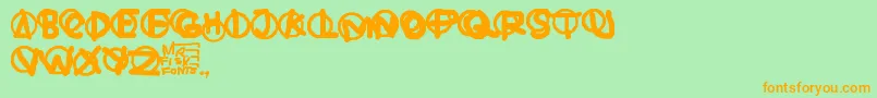 Hardware-Schriftart – Orangefarbene Schriften auf grünem Hintergrund