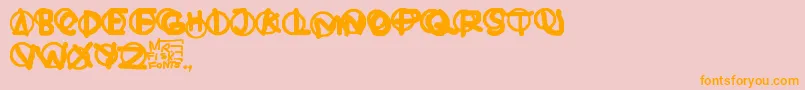 Hardware-Schriftart – Orangefarbene Schriften auf rosa Hintergrund