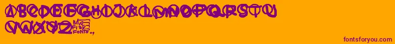 Hardware-fontti – violetit fontit oranssilla taustalla