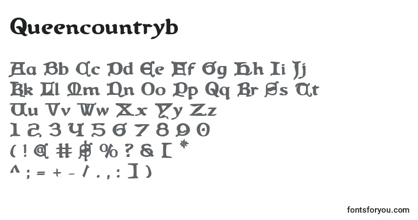 A fonte Queencountryb – alfabeto, números, caracteres especiais