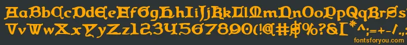 フォントQueencountryb – 黒い背景にオレンジの文字