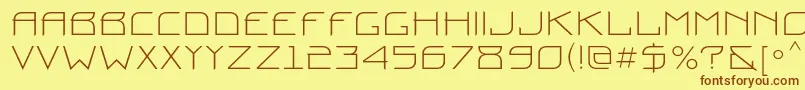 Prounc-Schriftart – Braune Schriften auf gelbem Hintergrund