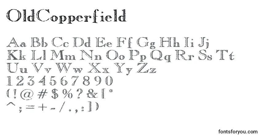 A fonte OldCopperfield – alfabeto, números, caracteres especiais