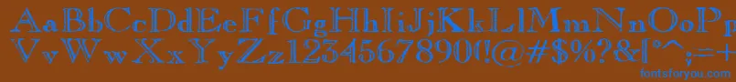 フォントOldCopperfield – 茶色の背景に青い文字