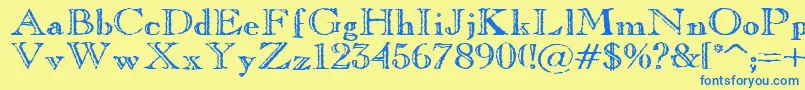 OldCopperfield Font – Blue Fonts on Yellow Background