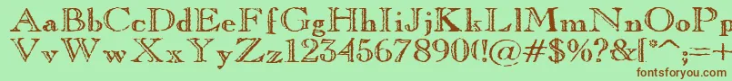 フォントOldCopperfield – 緑の背景に茶色のフォント