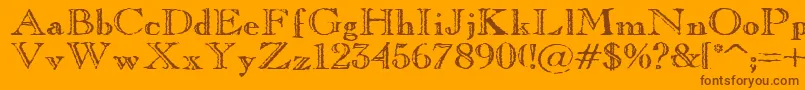 Fonte OldCopperfield – fontes marrons em um fundo laranja