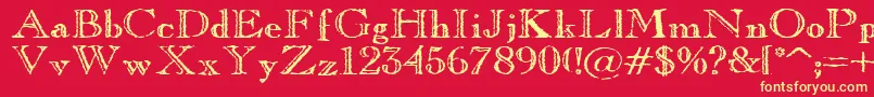 OldCopperfield Font – Yellow Fonts on Red Background