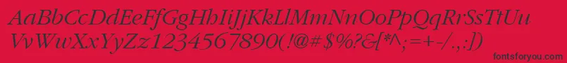 Шрифт PfgaramondtextItalic – чёрные шрифты на красном фоне