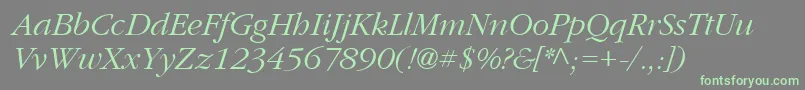 PfgaramondtextItalic Font – Green Fonts on Gray Background
