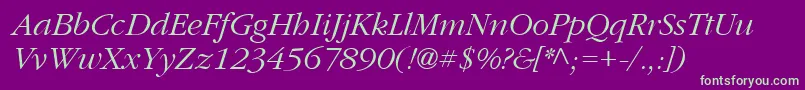 PfgaramondtextItalic Font – Green Fonts on Purple Background