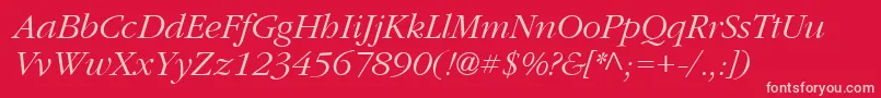 PfgaramondtextItalic Font – Pink Fonts on Red Background