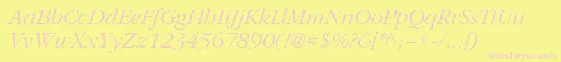 PfgaramondtextItalic-Schriftart – Rosa Schriften auf gelbem Hintergrund