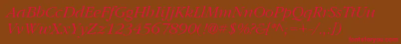 PfgaramondtextItalic Font – Red Fonts on Brown Background