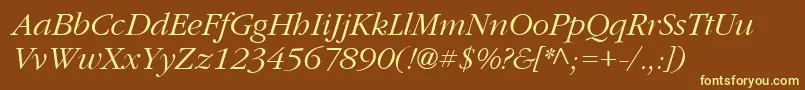 PfgaramondtextItalic Font – Yellow Fonts on Brown Background