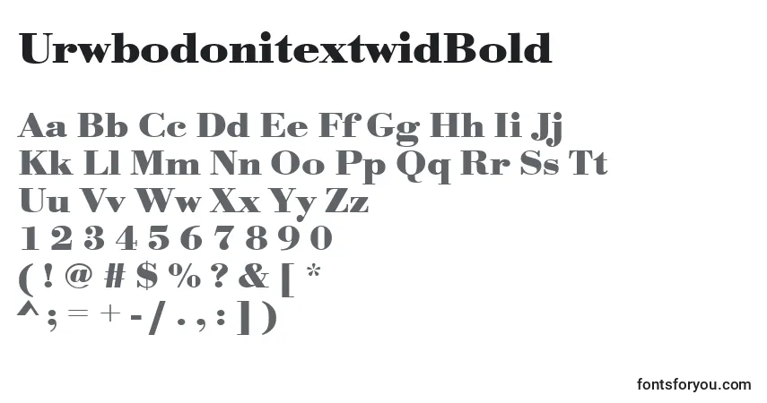 Шрифт UrwbodonitextwidBold – алфавит, цифры, специальные символы