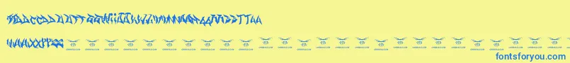Gasmaskwarriors Font – Blue Fonts on Yellow Background