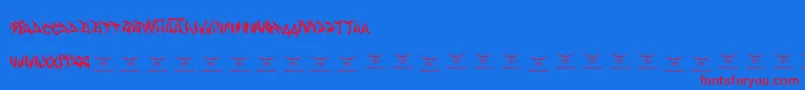 Gasmaskwarriors-Schriftart – Rote Schriften auf blauem Hintergrund