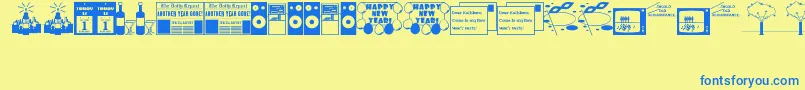 NewYear Font – Blue Fonts on Yellow Background