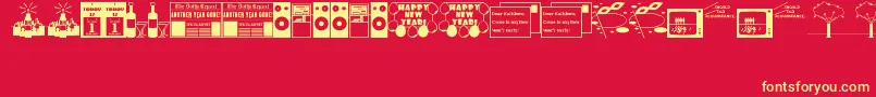 NewYear-Schriftart – Gelbe Schriften auf rotem Hintergrund