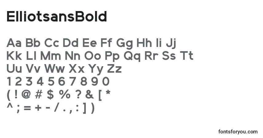 Czcionka ElliotsansBold – alfabet, cyfry, specjalne znaki