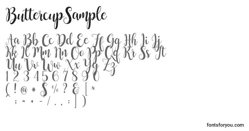 Czcionka ButtercupSample (59447) – alfabet, cyfry, specjalne znaki